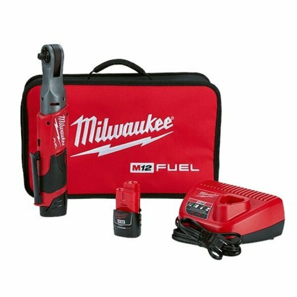 Milwaukee Tool M12 Fuel 12V Cordless 3/8 in. Drive Ratchet Kit W/2 Batteries, Charger, & Bag ML2557-22